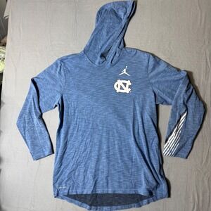Jordan Brand UNC Tar Heels Dri-FIT Hooded T-Shirt Mens Large Blue Long Sleeve